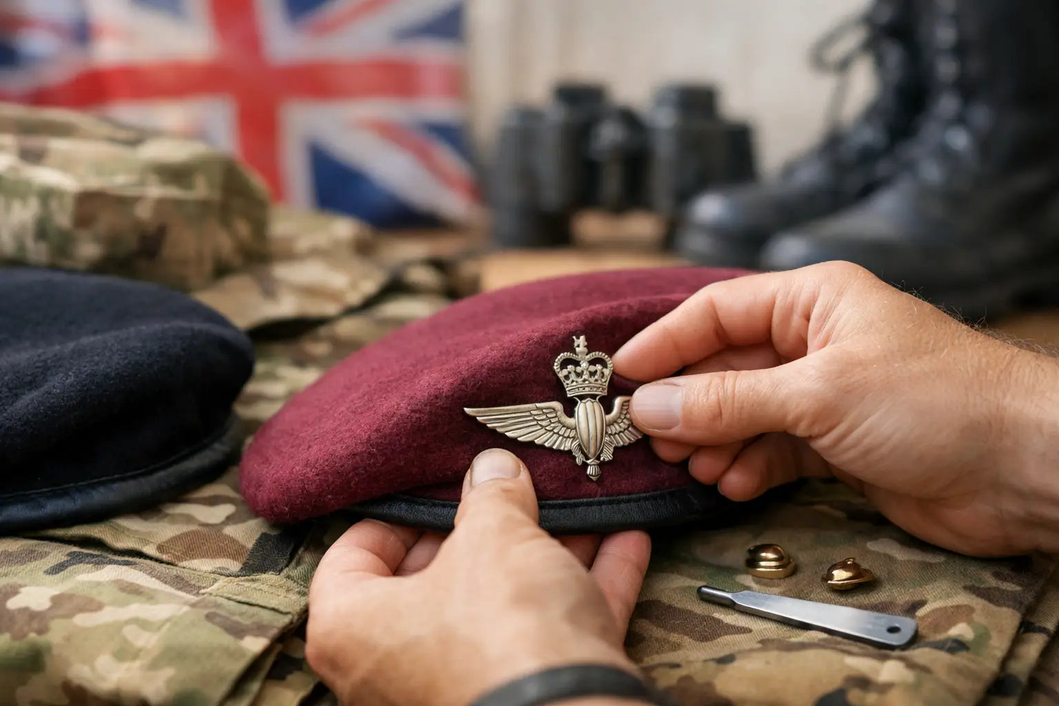 Beret Badge Placement Guide for British Forces Style