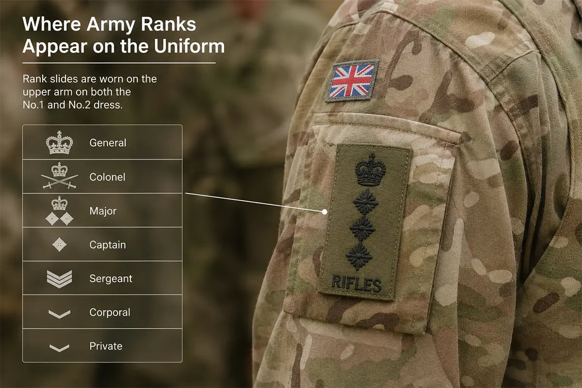 What Are Rank Slides and how are they used in the British Army