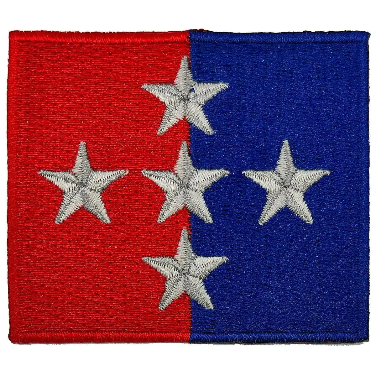 Single 1 Royal Military Police Brigade TRF patch featuring red and blue split design with five silver stars, regulation military uniform accessory. 1 Flash from John Bull Clothing