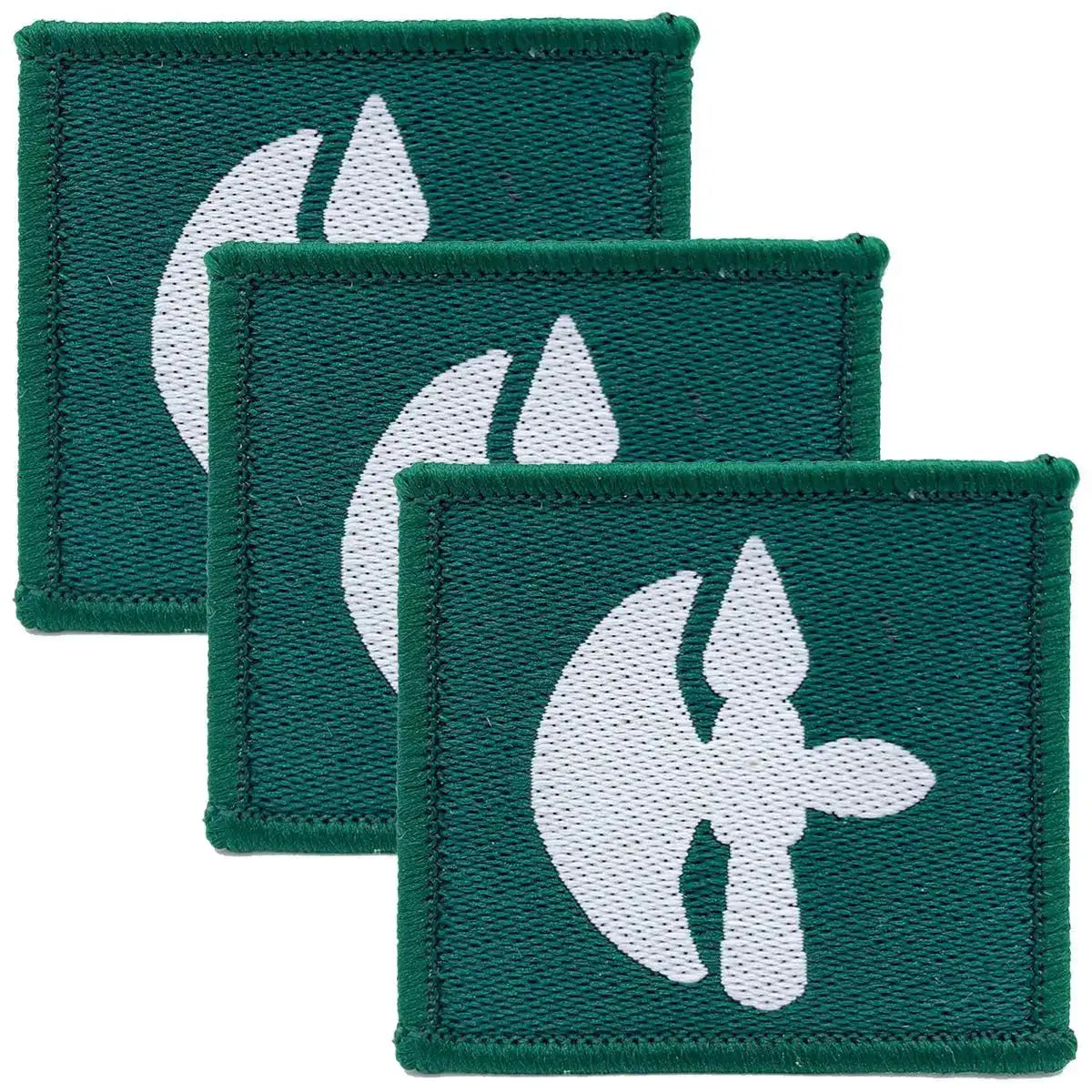 Set of three 102 Logistic Brigade TRF iron or sewn on flashes in green with white insignia, ideal for military uniforms from John Bulls. 3 Pack from John Bull Clothing