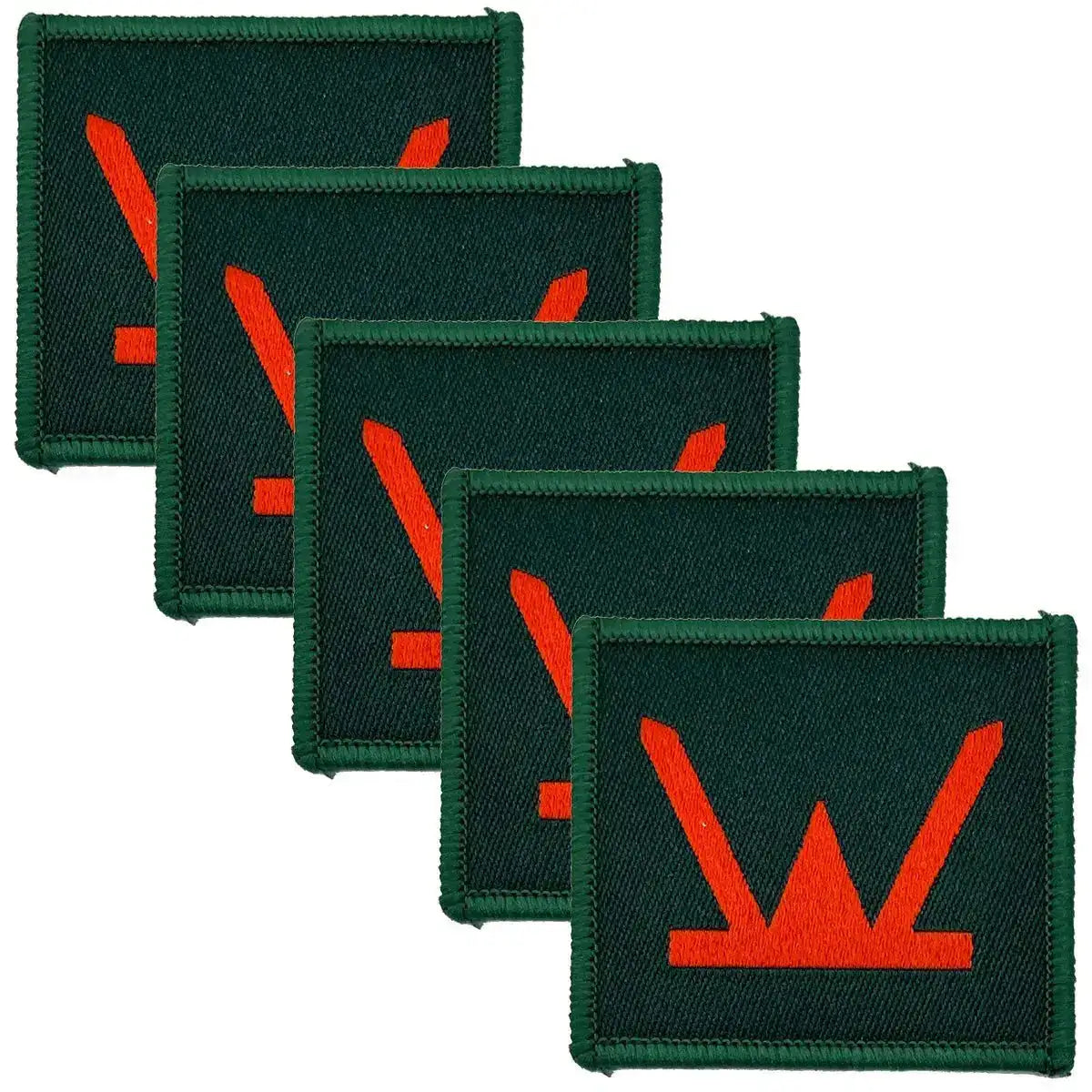 Pack of five 160 Welsh Brigade TRF patches in green with red insignia, iron or sew on design for official military uniform use. Red (Coloured) from John Bull Clothing