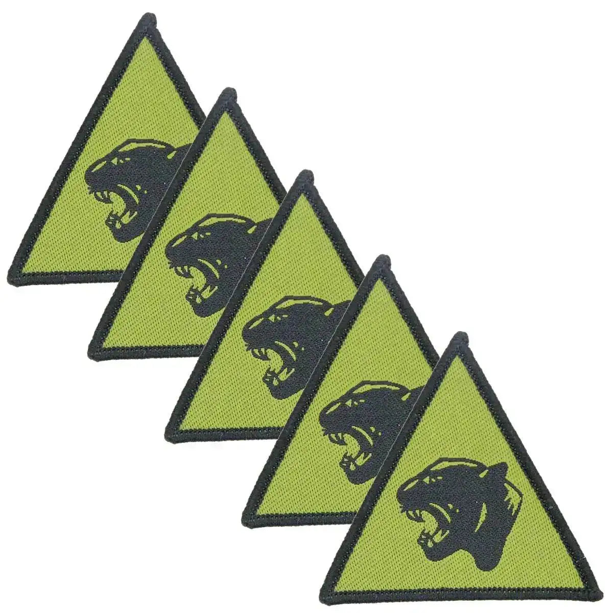Pack of five 19th Light Brigade Panther TRF Hook and Loop patches with tactical panther design, suitable for military apparel and accessories. 5 Pack from John Bull Clothing