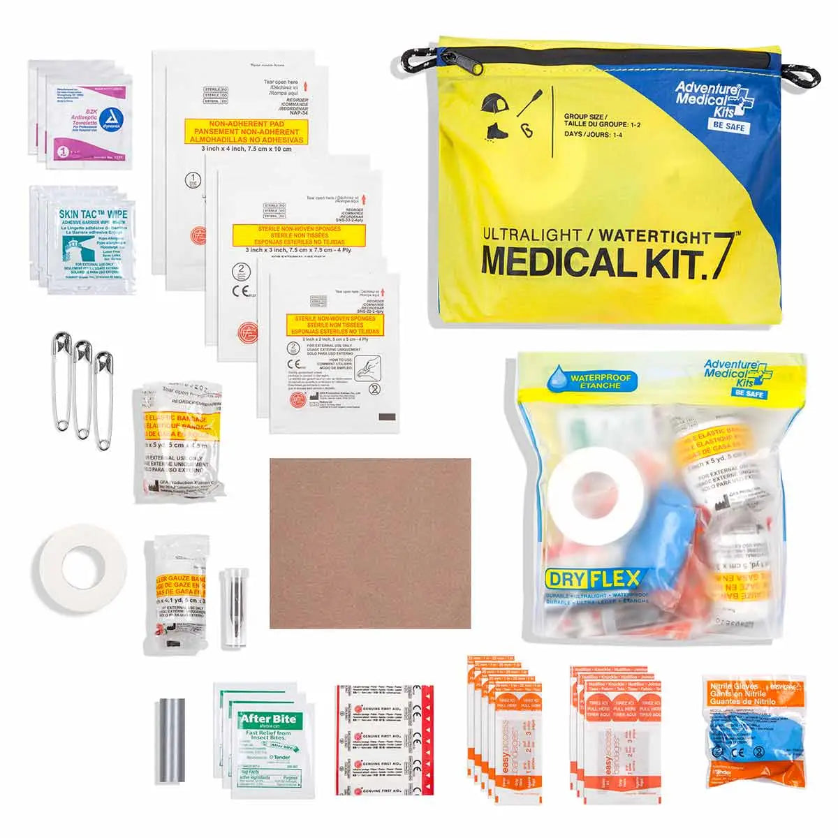 AMK Ultralight Medical Kit Watertight First Aid Kit 7 with comprehensive supplies in dual waterproof pouches for advanced field care and adventure travel.