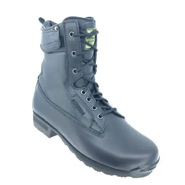 Side view of the Altberg Falcon Pilot Black Boot MK3, designed for military use with a high-ankle support and rugged sole for enhanced grip and durability. from John Bull Clothing