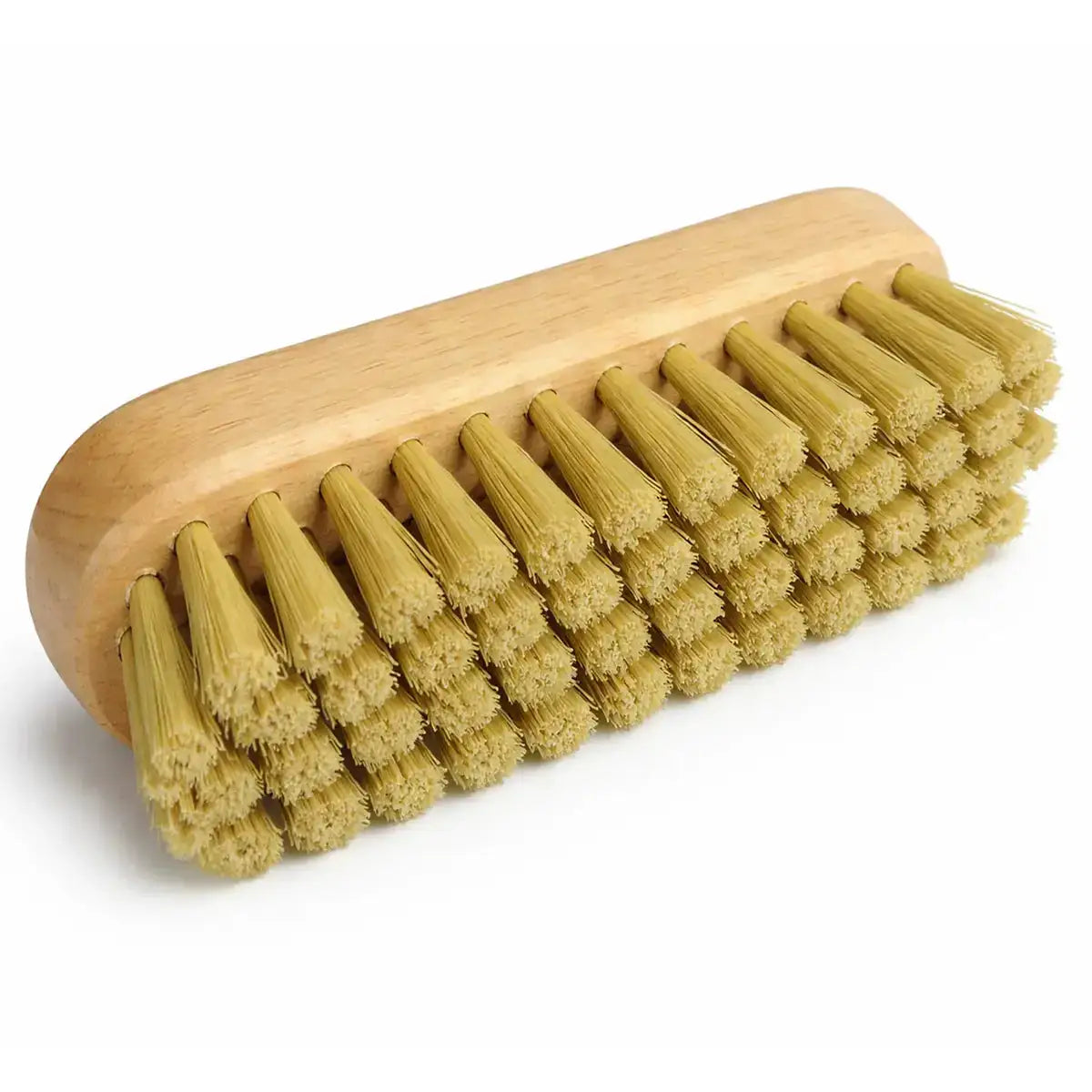 Leather buffing brush with wooden handle for shoe care from John Bull Clothing