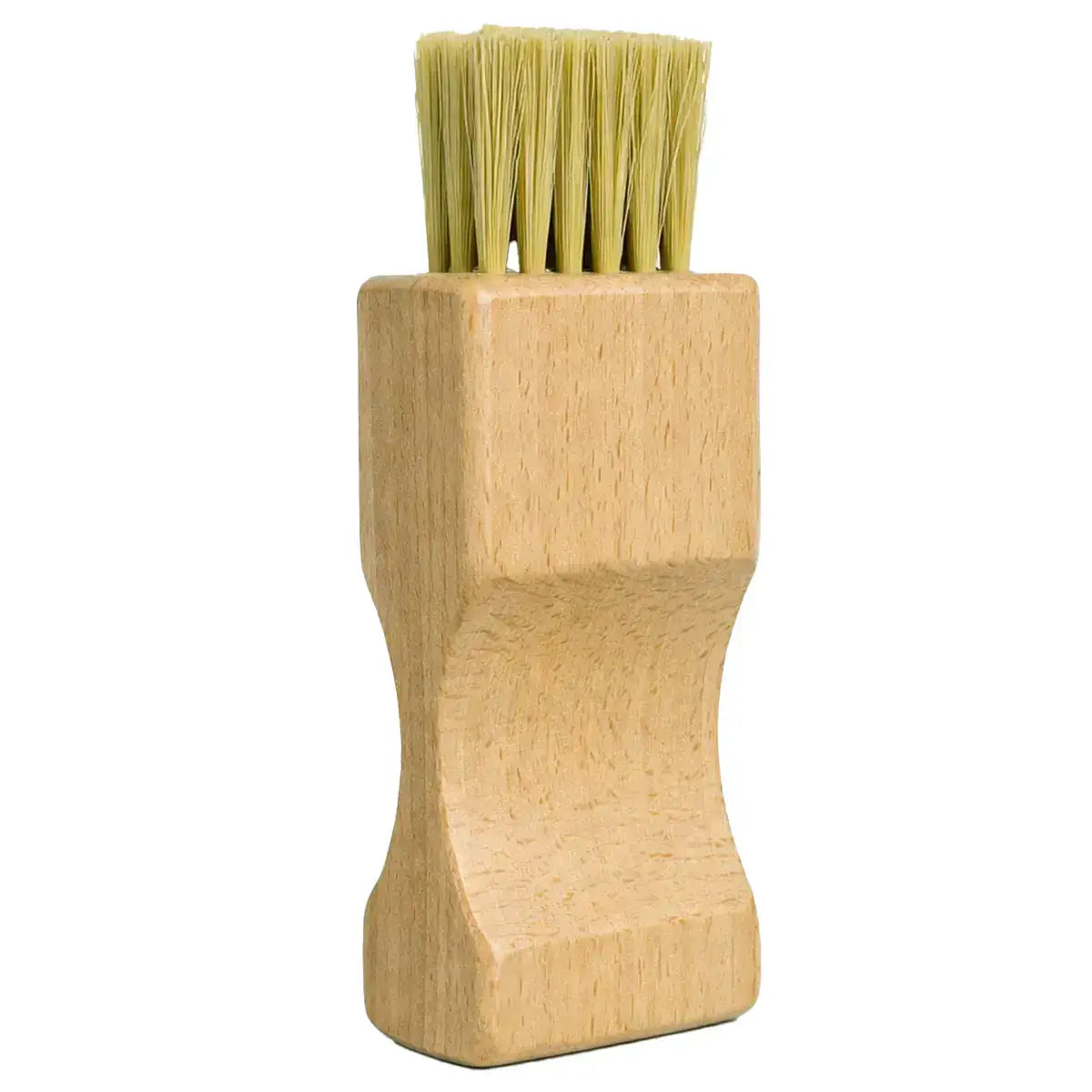 Wooden shoe cleaning brush with natural bristles for shoe care from John Bull Clothing