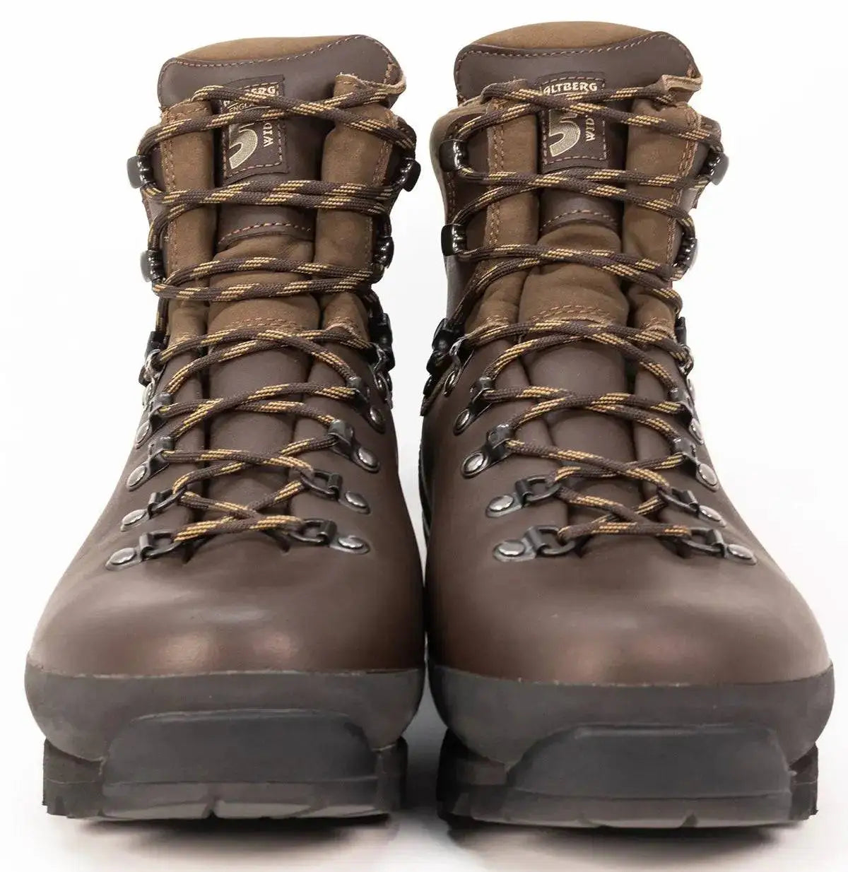Front view of Altberg Tethera Men's Leather Walking Boots, displaying secure lacing system, robust leather upper, and reinforced toe cap for protection. from John Bull Clothing