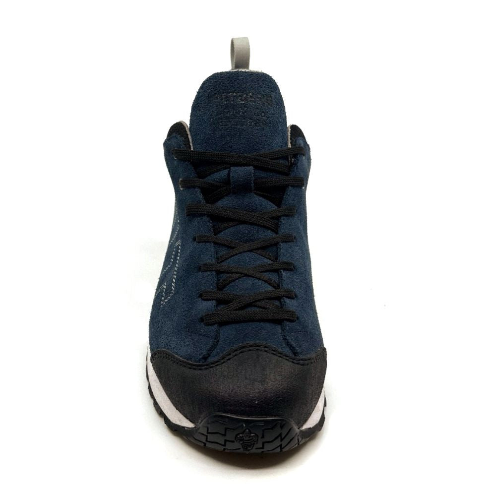 Front view of Altberg Wensley Waterproof Outdoor Shoe in navy, showcasing lace-up design and reinforced toe for outdoor performance.