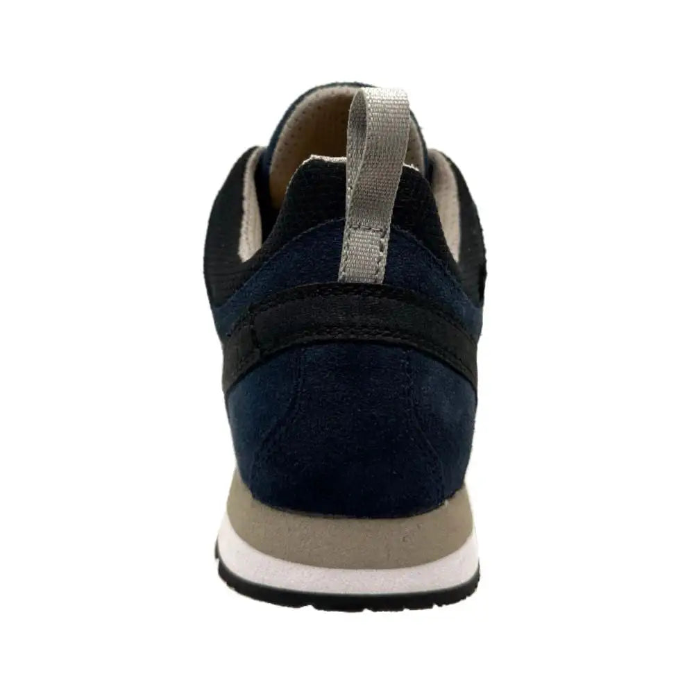 Rear view of navy Altberg Wensley Waterproof Outdoor Shoe with pull tab and cushioned heel for easy wear and ankle support. from John Bull Clothing