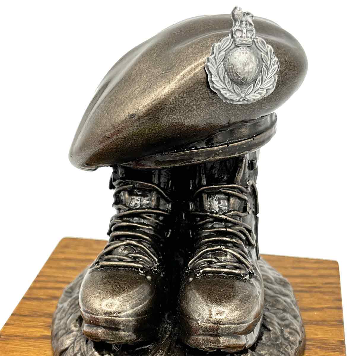 Beret and Boots Bronze Resin Statue on Oak Base - Updated Design - John Bull Clothing