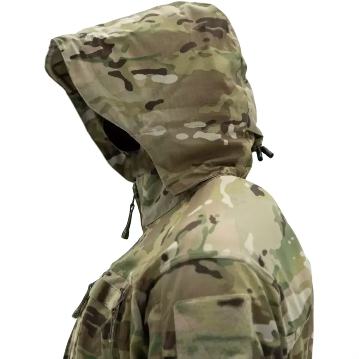 Camouflage military jacket with hood and zip pockets