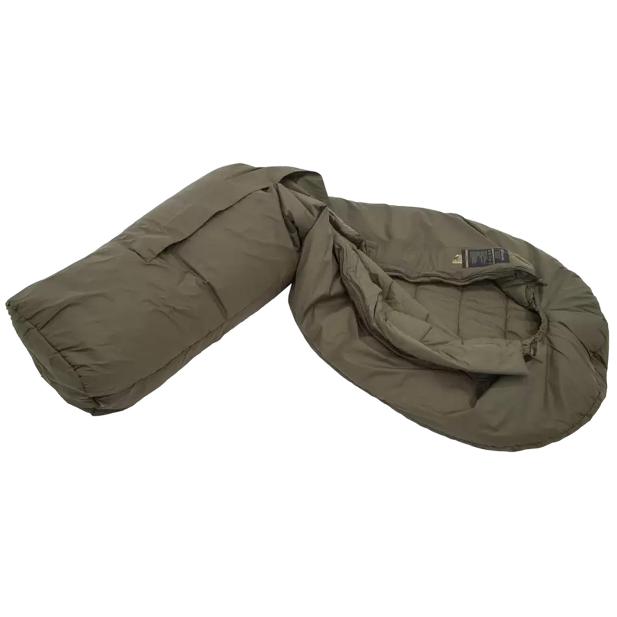 Carinthia Defence 4 Sleeping Bag Olive Green, fully opened to showcase its durable construction and thermal lining for superior warmth.