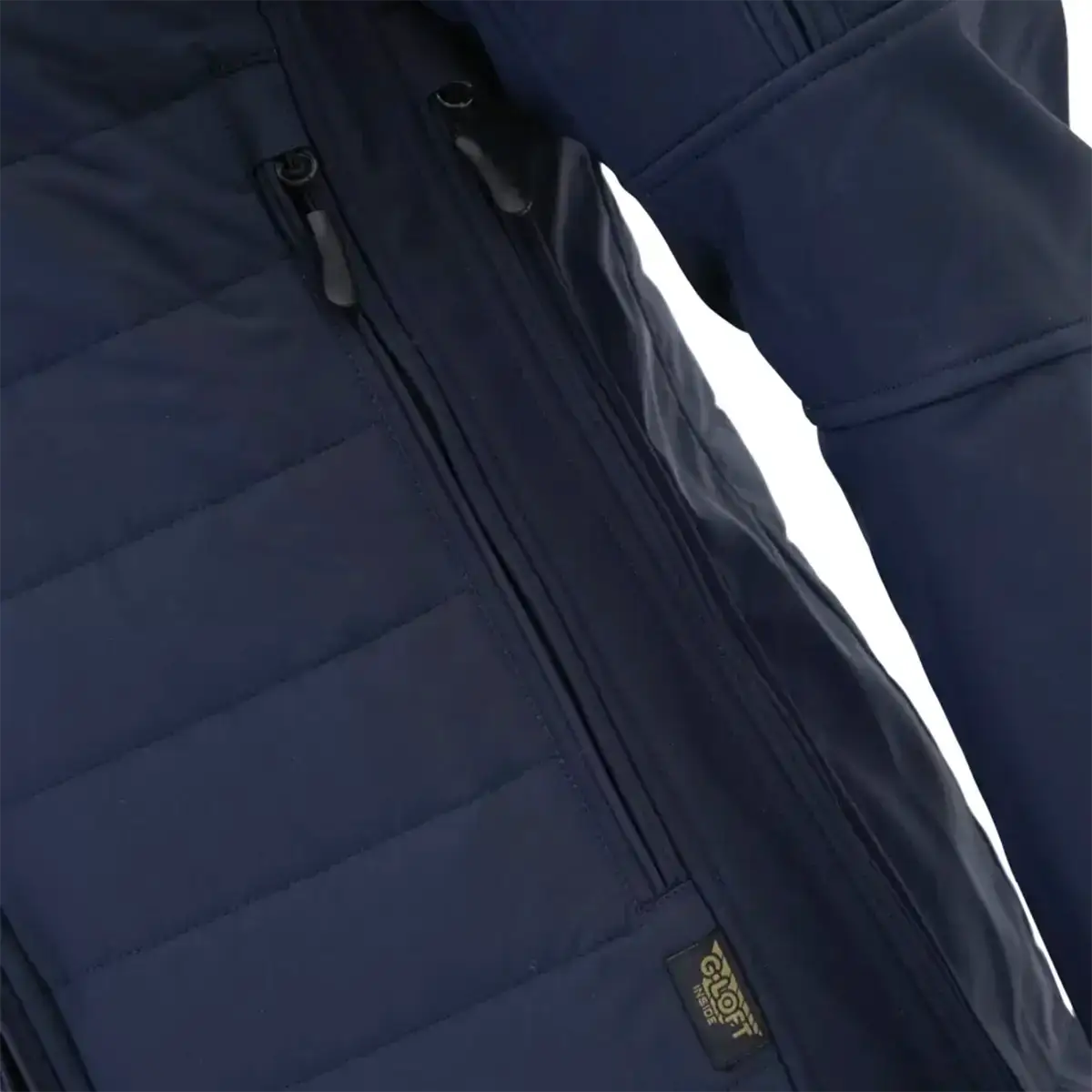Navy blue Carinthia G-Loft ISG PRO jacket with quilted design, multiple zippered pockets, and a logo tag, designed for outdoor professionals. from John Bull Clothing