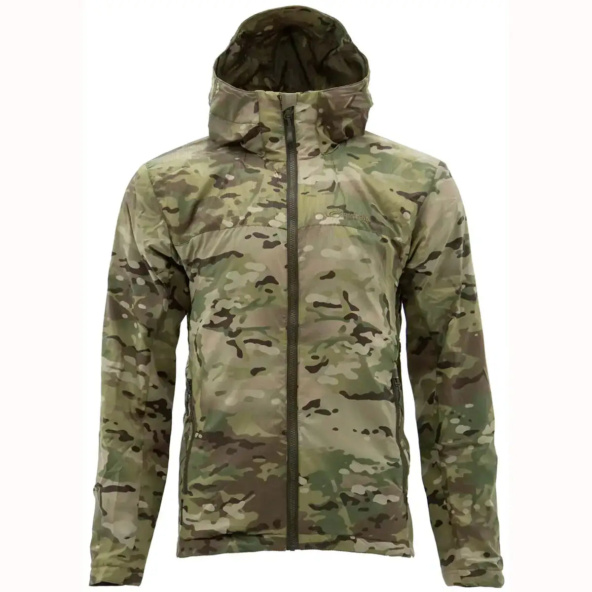 Carinthia TLG 2.0 G-Loft Jacket in Multicam camouflage with hood, lightweight tactical design, front zipper, and multiple pockets for outdoor military use - SKU: JB1628-S