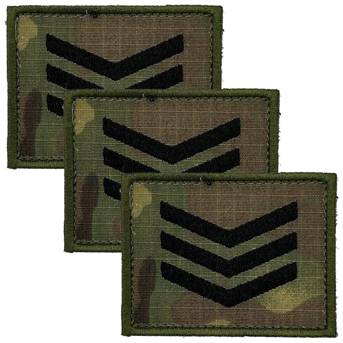 Camouflage rank insignia patch with black chevrons