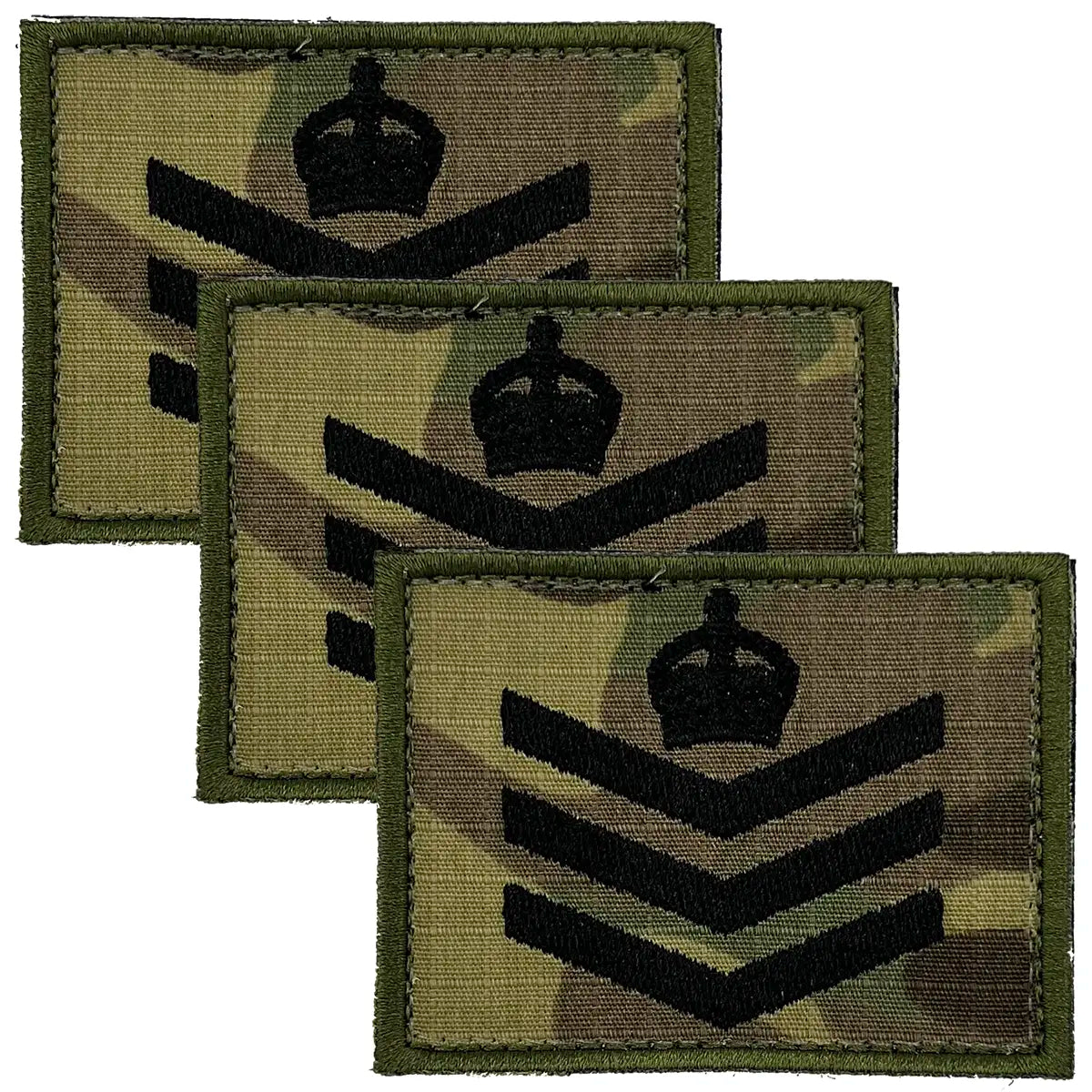 Camouflage rank insignia patch with crown and chevrons