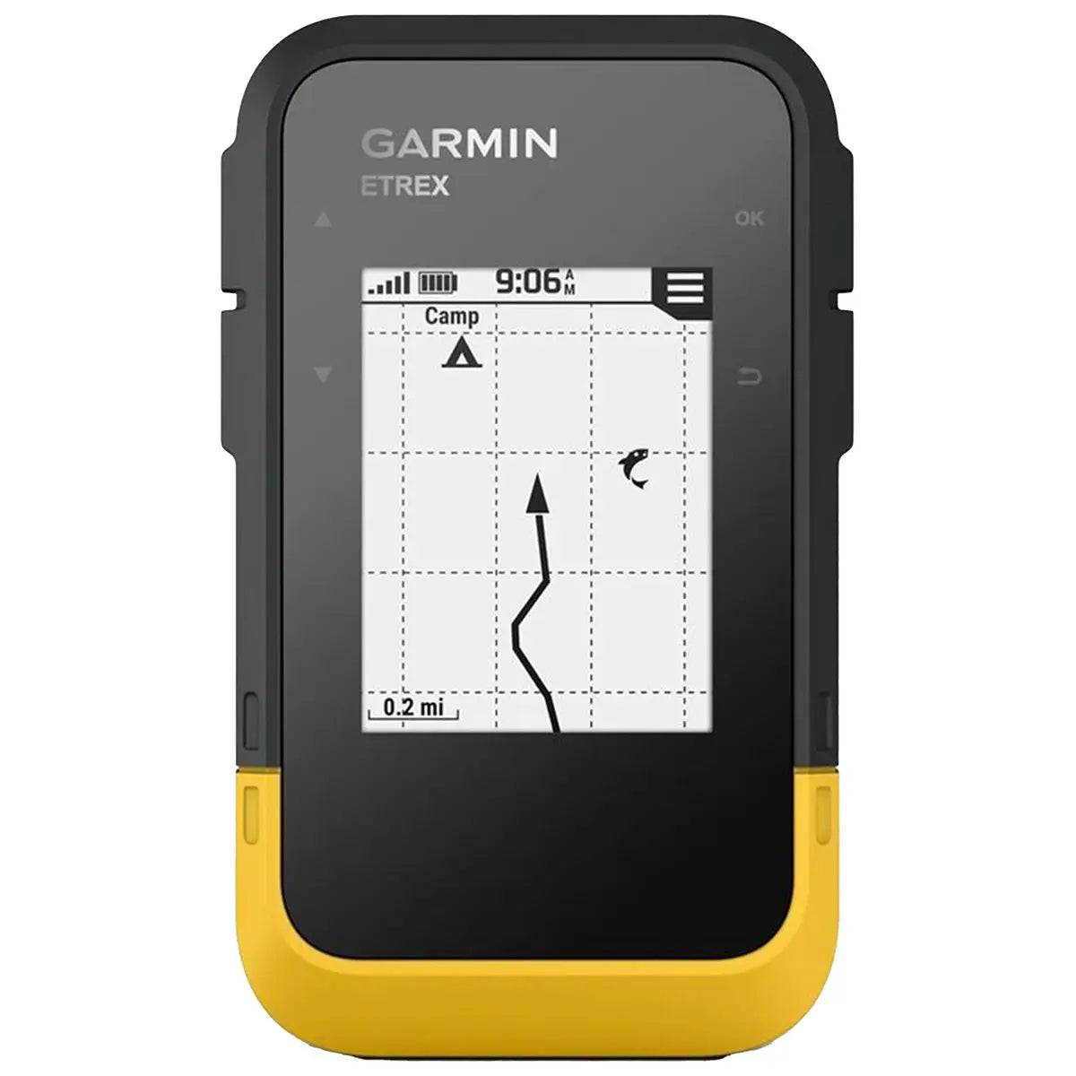 Garmin eTrex SE Handheld GPS Device with a route navigation screen, providing precise tracking for hikers and campers in remote areas.