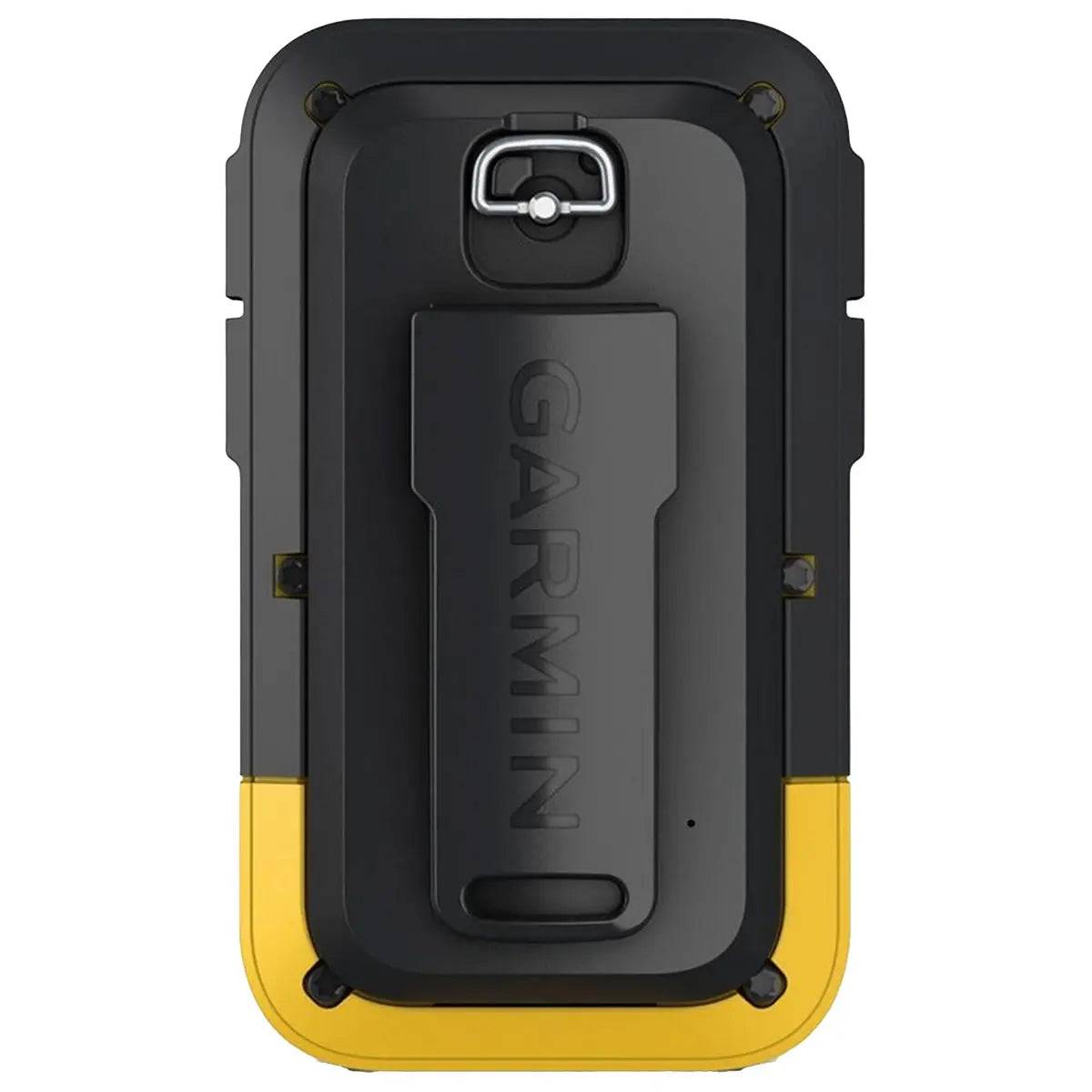 Rear view of the Garmin eTrex SE Handheld GPS Device, featuring a sturdy clip attachment for secure carrying during outdoor adventures.