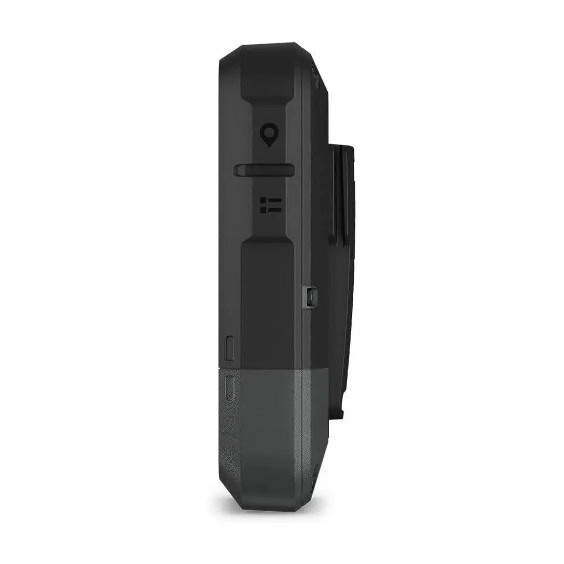 Side profile of Garmin eTrex Solar Powered Hiking GPS Handheld, showing durable construction and functional button layout.