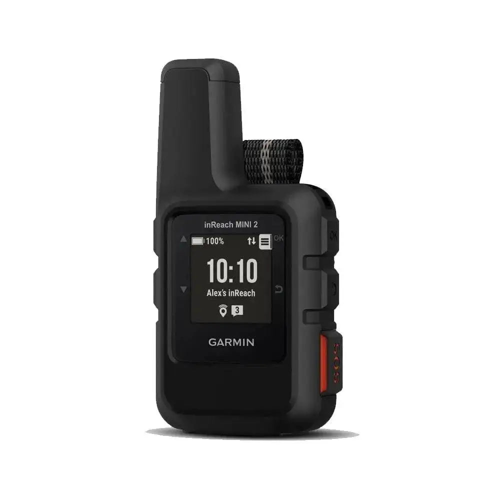 Garmin inReach Mini 2 satellite communicator in black, featuring a compact design with GPS navigation and emergency SOS button. Black from John Bull Clothing