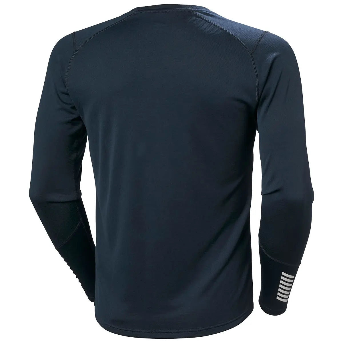 Back view of navy HH Lifa Active Crew Long Sleeve Base Layer showing breathable fabric and sleeve detailing, available at John Bulls.