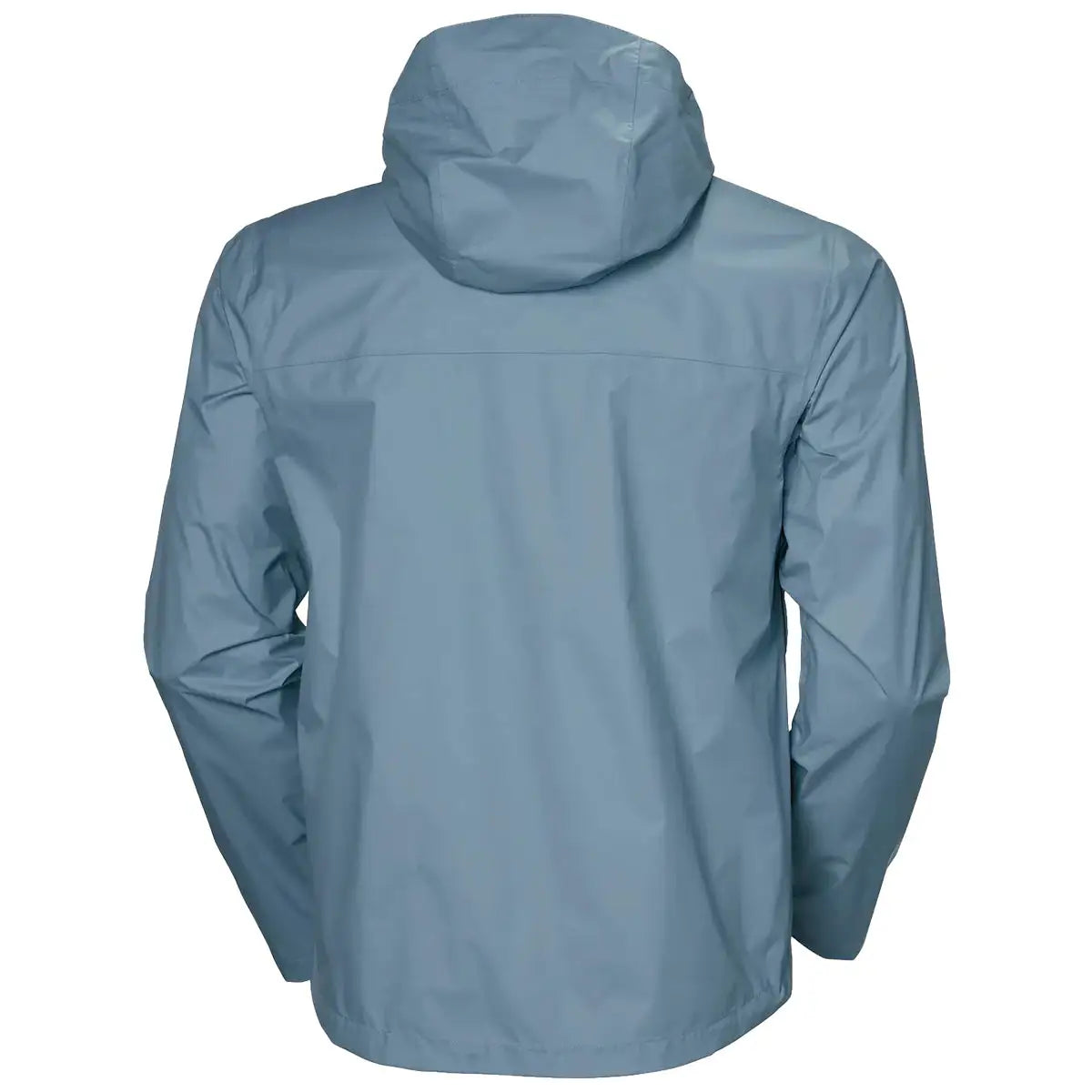 Back view of Helly Hansen Mens Loke 2.0 Waterproof Jacket in light blue, showcasing the hood and streamlined waterproof construction. from John Bull Clothing