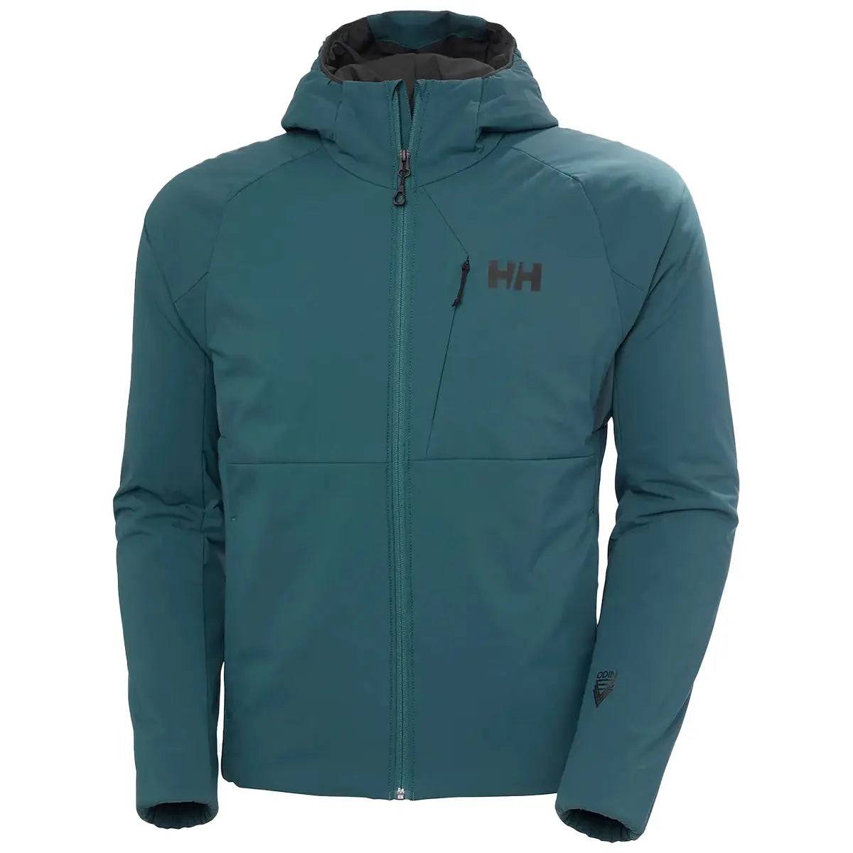 Helly Hansen Odin Stretch Hood Insulator 2.0 Jacket in deep teal, designed with stretch fabric, a hood, and Primaloft insulation for optimal mobility and warmth.