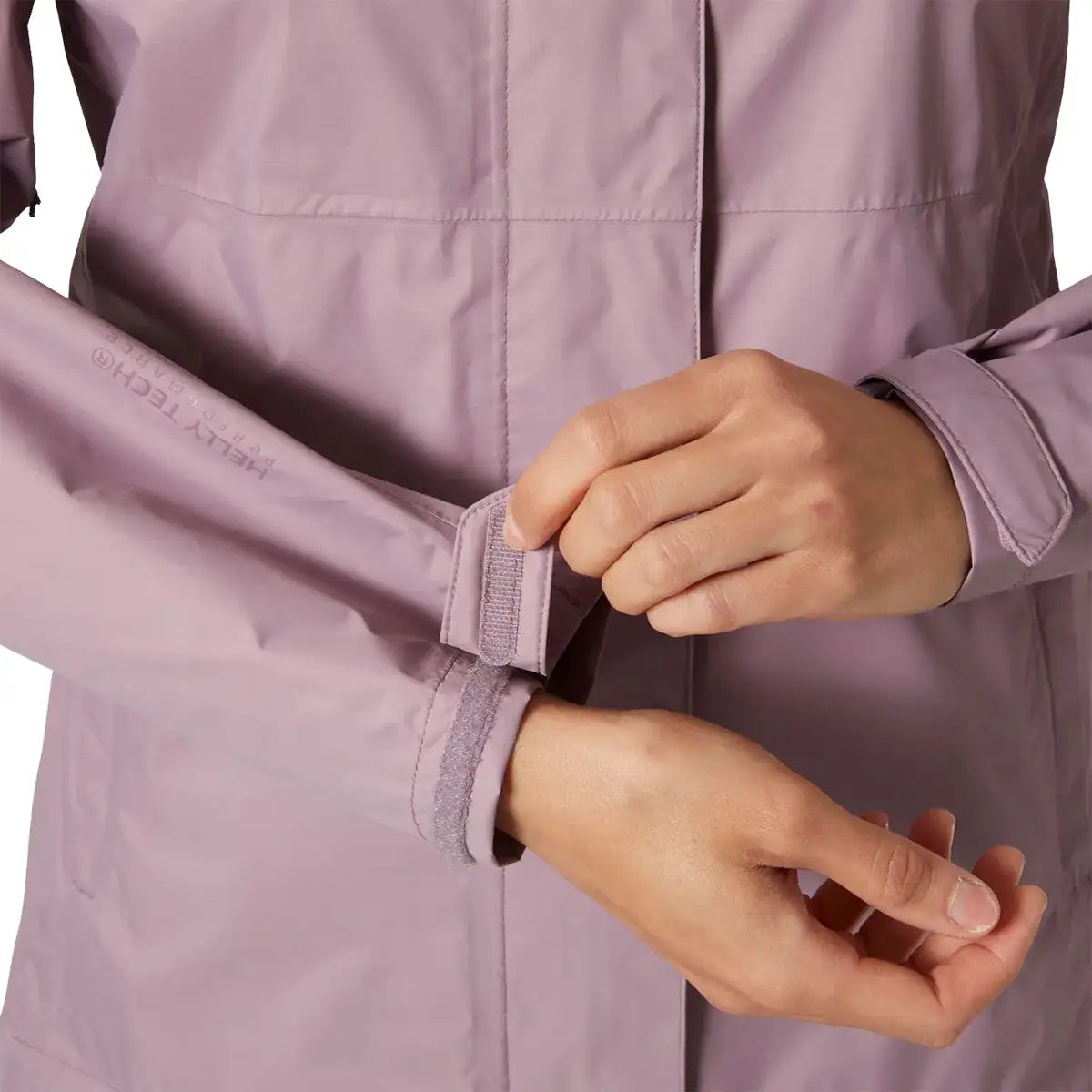 Adjustable Velcro cuff on the Helly Hansen Womans Loke 2.0 Waterproof Jacket for a secure and customizable fit. from John Bull Clothing