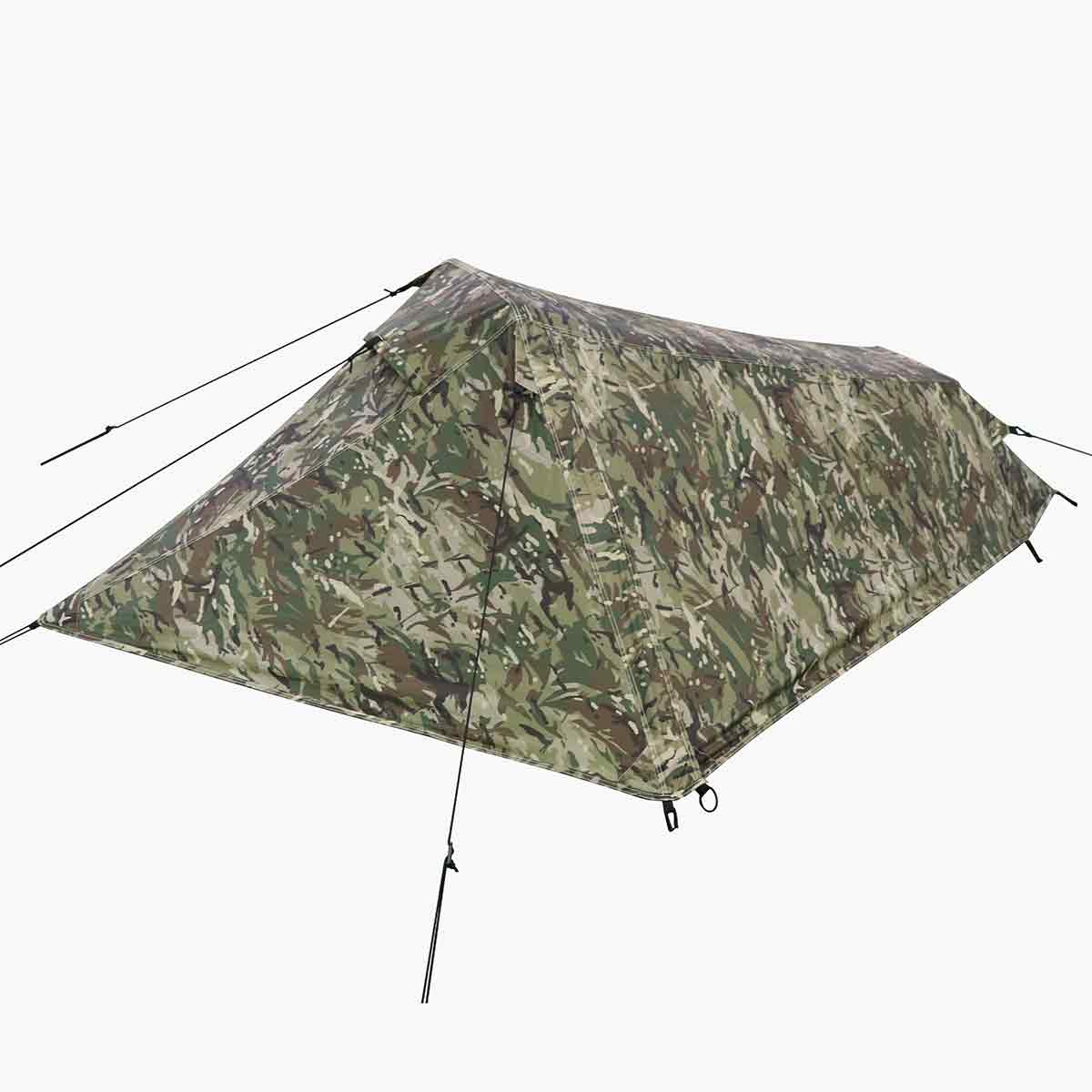 Multicam version of Highlander Blackthorn 1 Person Tent Gen 2, designed for camouflage and stealth camping in woodland environments.