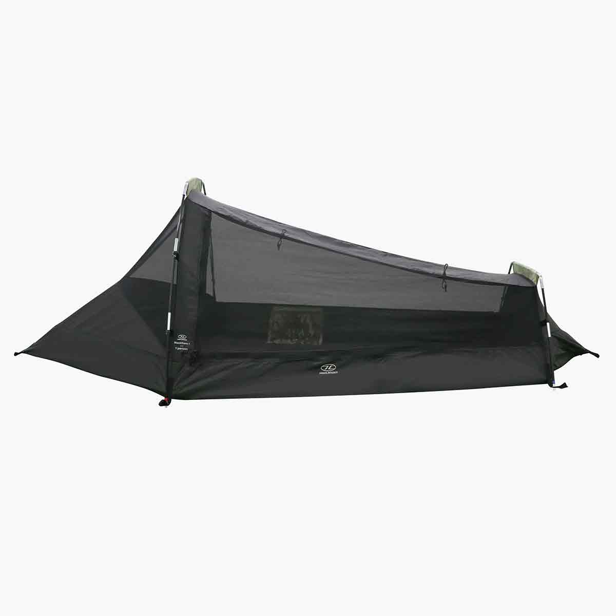 Inner mesh layer of Highlander Blackthorn 1 Person Tent Gen 2, offering breathable insect protection for solo campers and hikers.