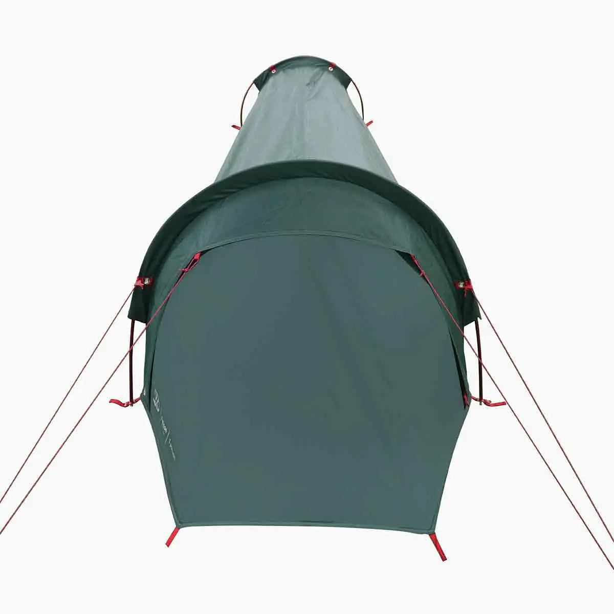 Front view of Highlander Falcon Bivvy Tent Pine Green highlighting weather-resistant entrance and reinforced seams. from John Bull Clothing