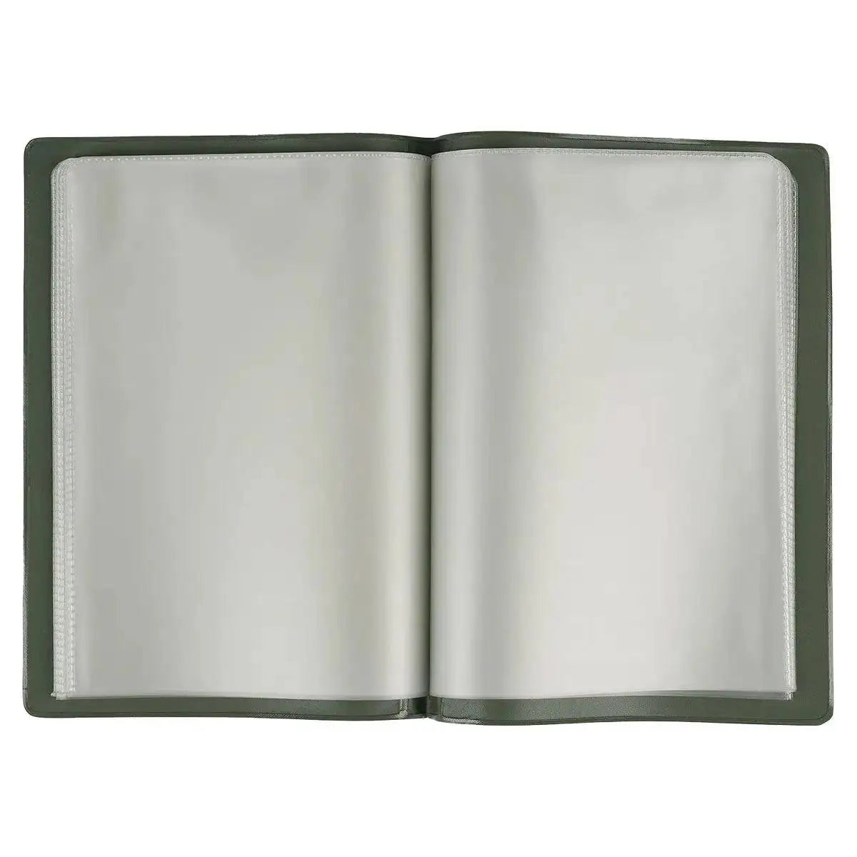 Open Highlander Forces A6 Documents Folder displaying clear plastic sleeves for secure document storage. Perfect for office and field use. from John Bull Clothing