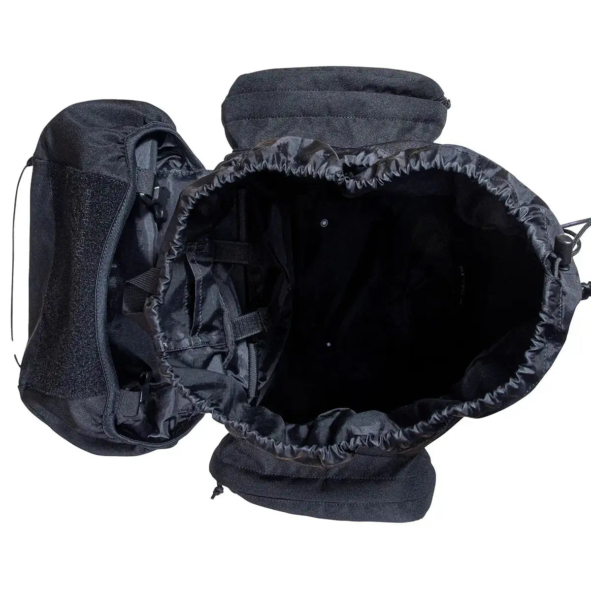 Top-down view of Highlander Forces Elite 66 Litre Rucksack main compartment with drawstring closure and spacious interior. from John Bull Clothing
