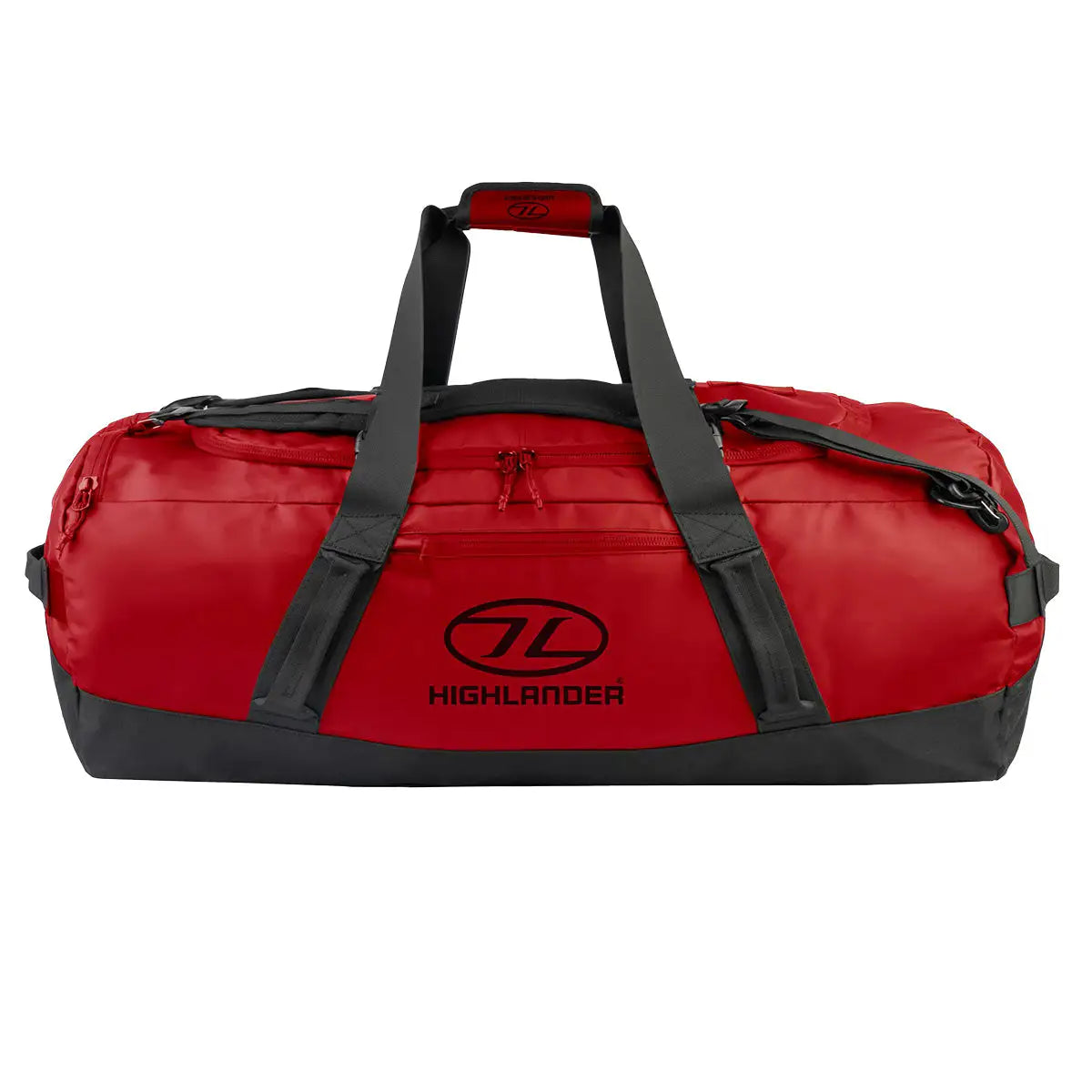 Highlander Hauler Duffel Bag in red, spacious and durable, designed for adventurers needing a reliable and stylish travel companion. 120 litre from John Bull Clothing