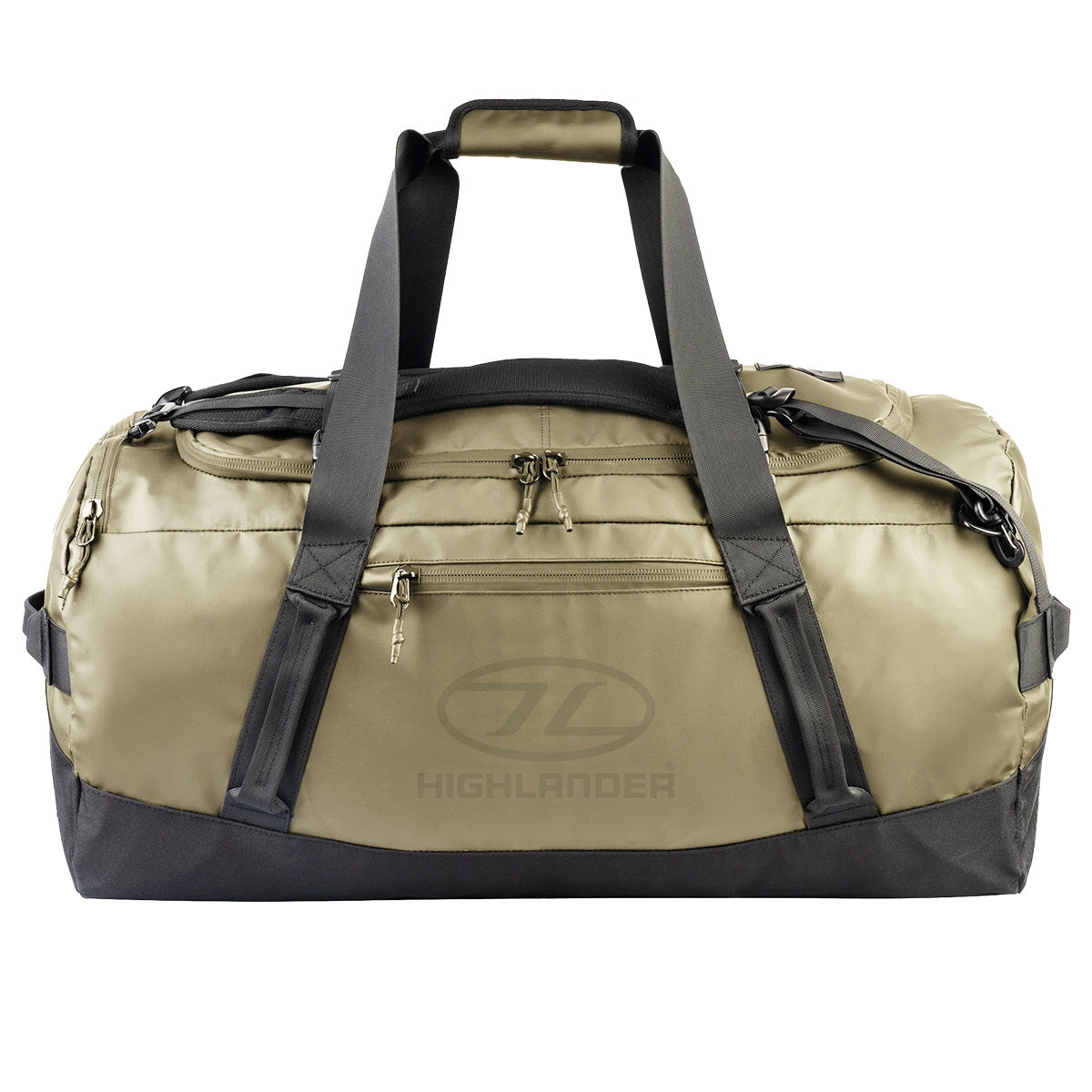 Highlander Hauler Duffel Bag in green, medium size with water-resistant material and ergonomic design for comfortable carrying and storage.