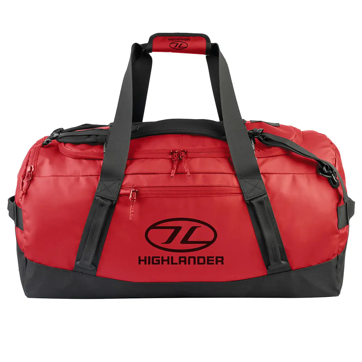 Highlander Hauler Duffel Bag in red, medium size with rugged construction and ample storage space, perfect for travel and outdoor activities. 90 litre from John Bull Clothing
