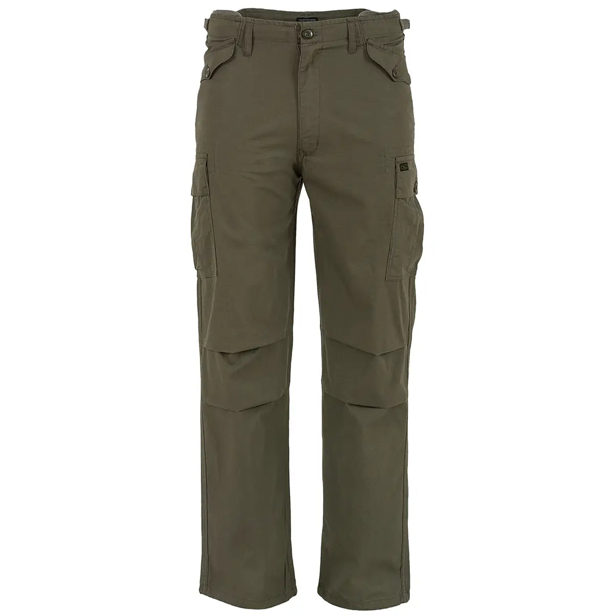 Highlander M65 Ripstop Combat Trousers in olive green with multiple cargo pockets, ideal for rugged outdoor or tactical use.