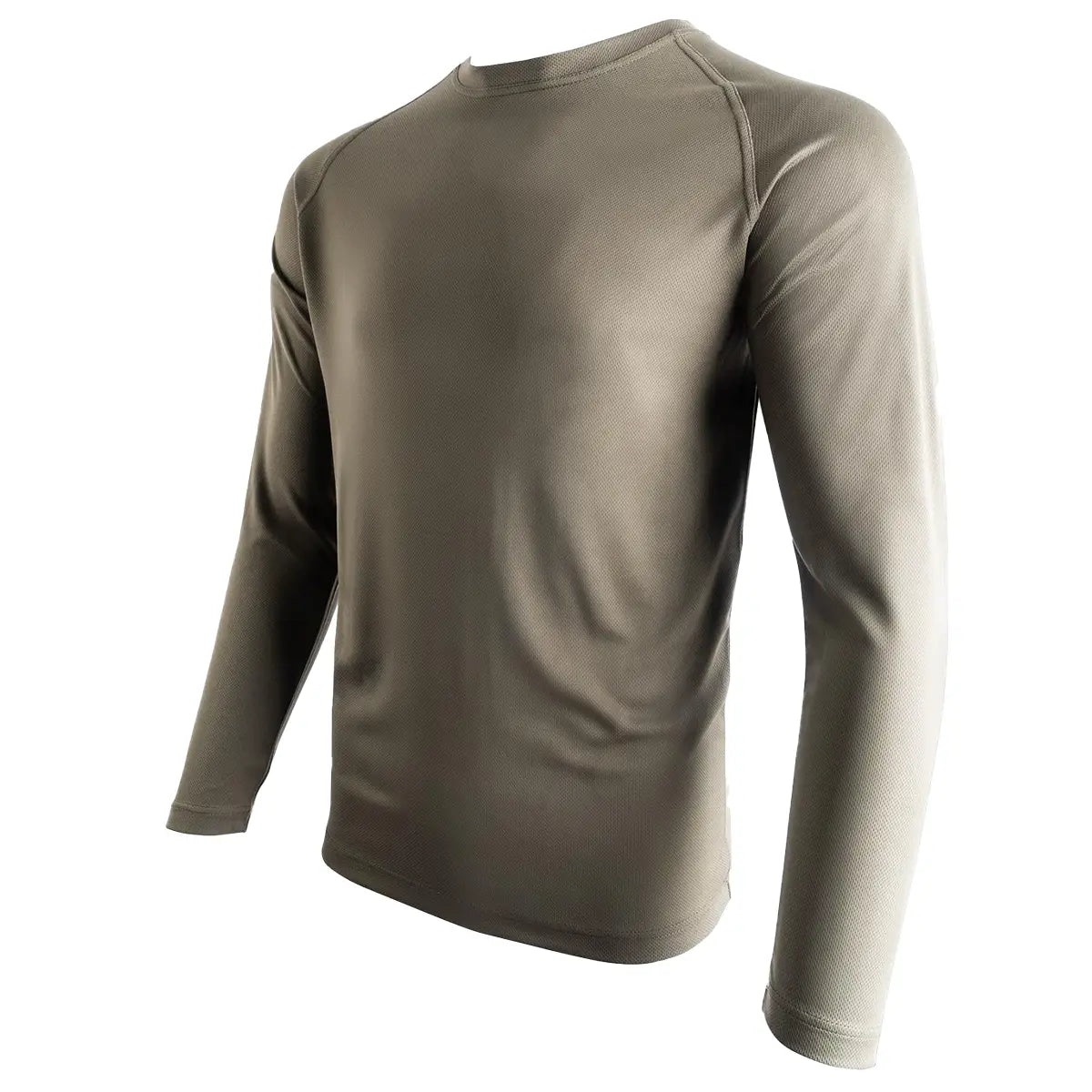 Highlander Quick Dry Long Sleeve T-Shirt in khaki, designed for outdoor performance with moisture-wicking fabric. Ideal for hiking and active wear.