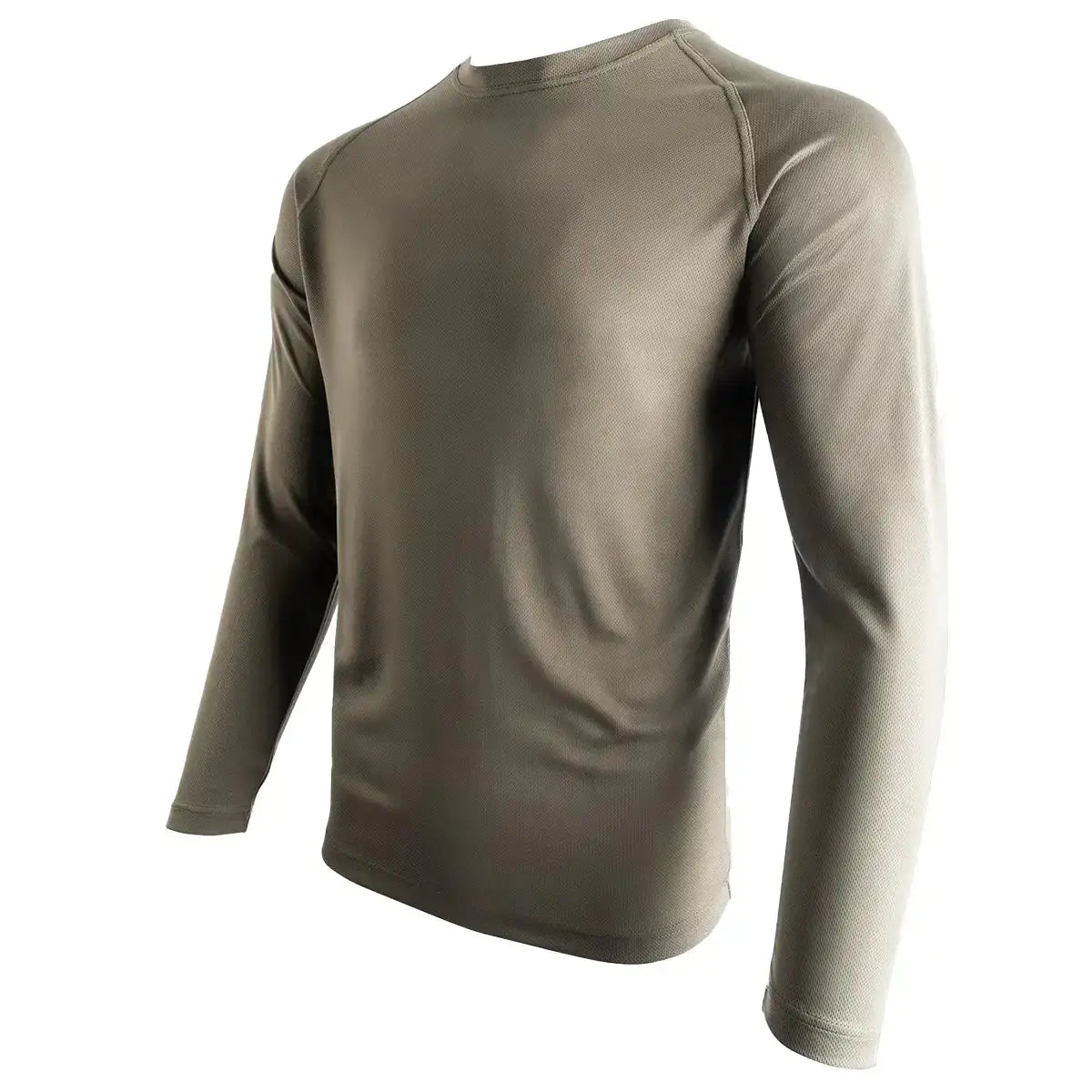Highlander Quick Dry Long Sleeve T-Shirt in khaki, designed for outdoor performance with moisture-wicking fabric. Ideal for hiking and active wear. Ranger Green from John Bull Clothing