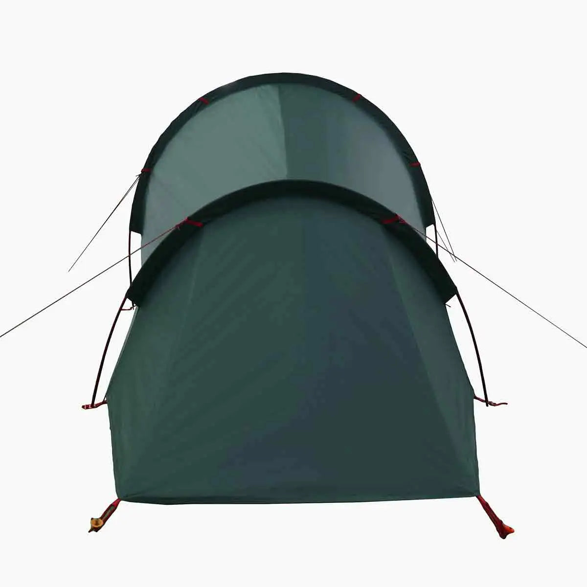 Rear view of Highlander Respite 1 Person Tunnel Tent showing dual-arch tunnel structure for stability in outdoor conditions. from John Bull Clothing