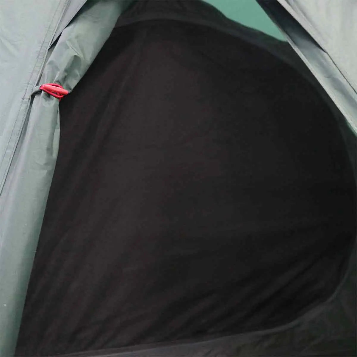 Interior view of Highlander Respite 1 Person Tunnel Tent showing black mesh inner tent for ventilation and insect protection. from John Bull Clothing