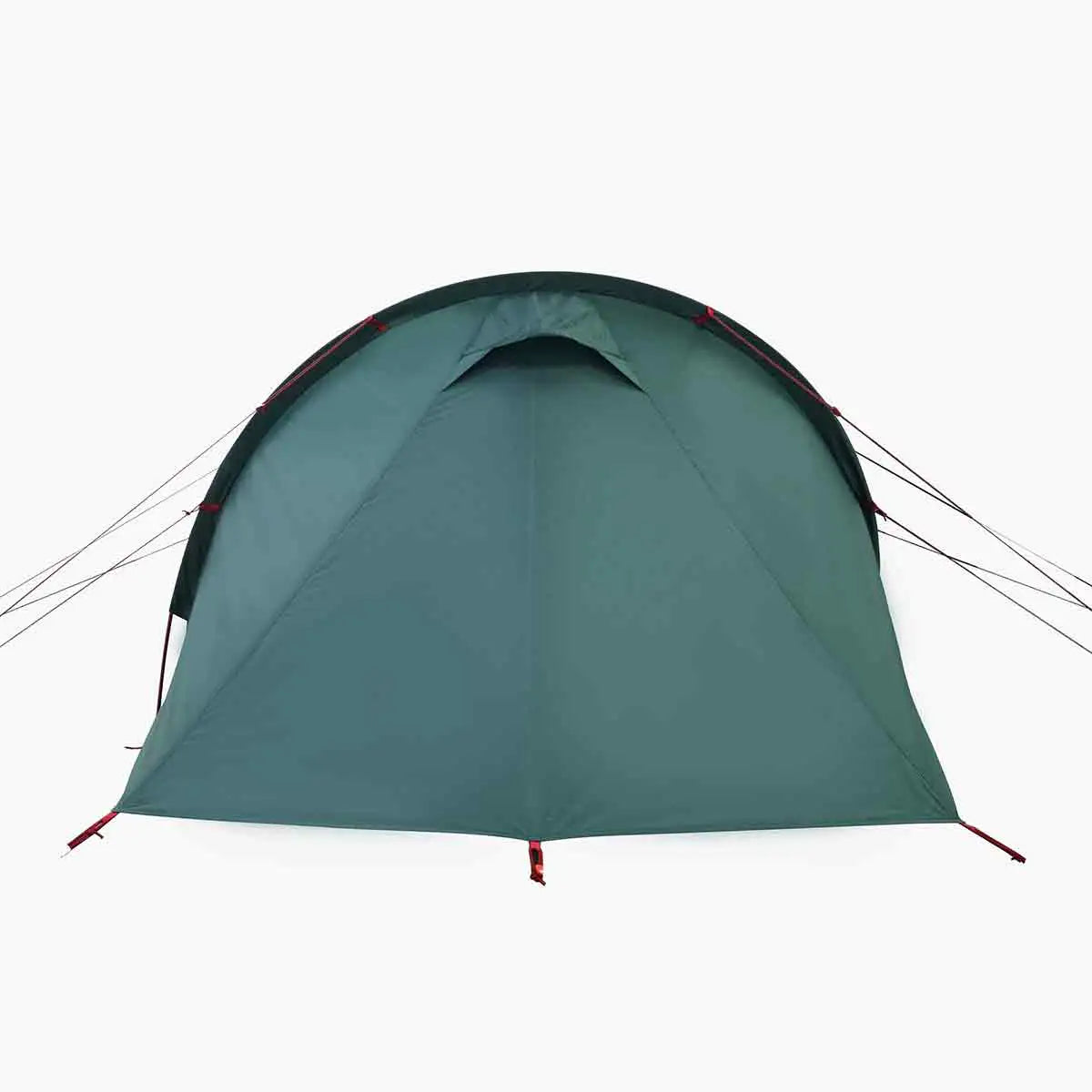 Rear view of Highlander Respite 2 Person Extended Tunnel Tent with taut fabric and ventilation flap for airflow during outdoor adventures. from John Bull Clothing
