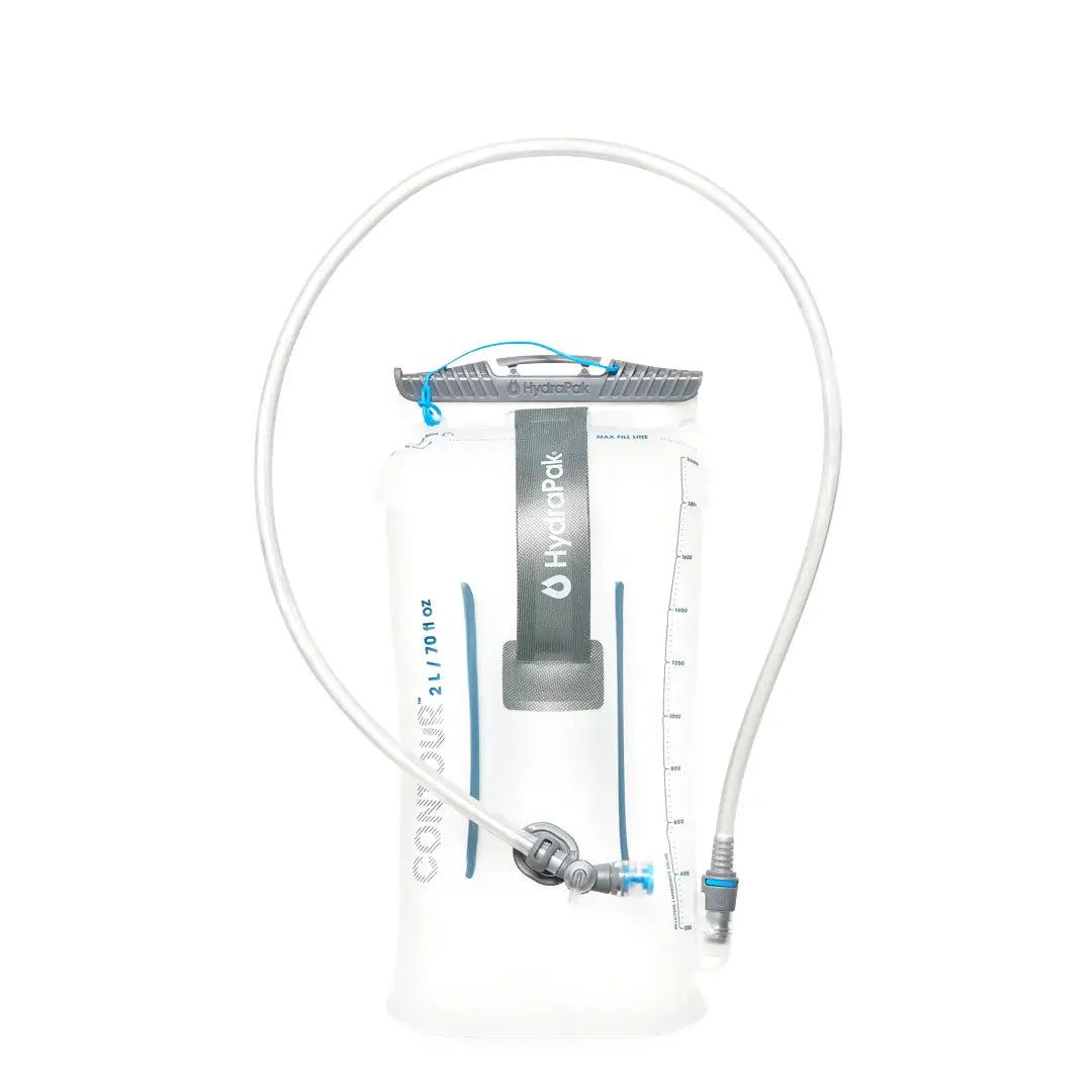 HydraPak Force Tactical Grey Water Reservoir with flexible drinking tube, ideal for tactical and outdoor hydration setups.