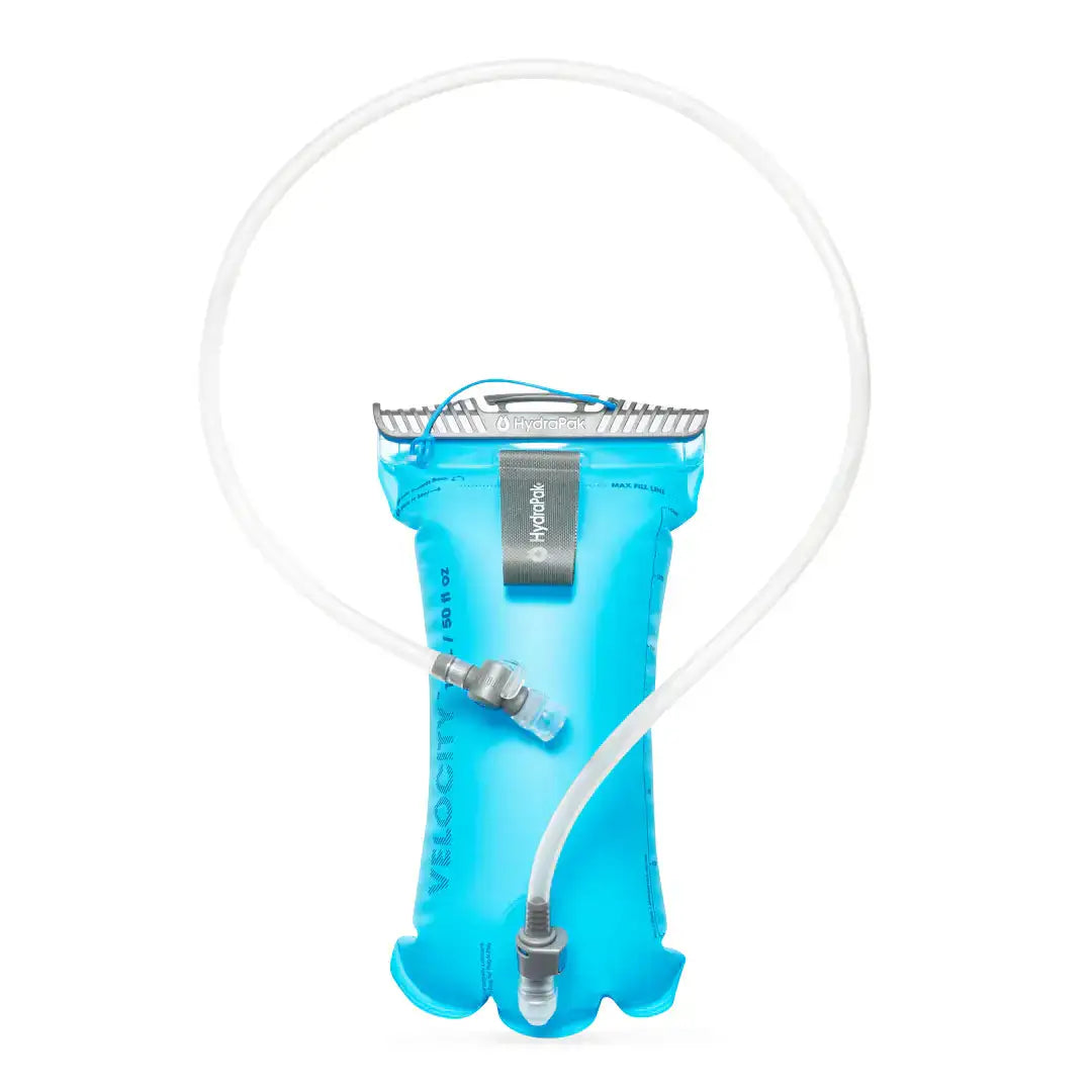 HydraPak Velocity Hydration Water Reservoir with hose, ideal for outdoor sports and trail running. Lightweight and compact hydration bladder. 1.5L from John Bull Clothing