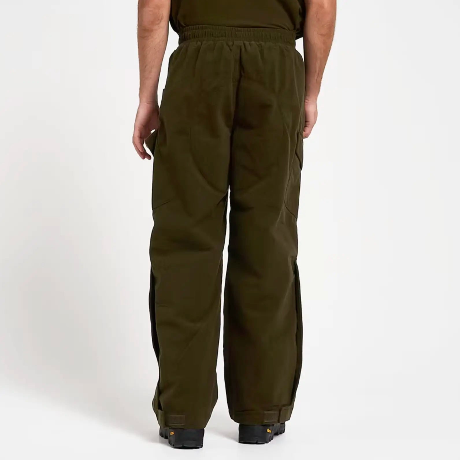 Back view of Jack Pyke Hunters Trousers Green Waterproof showing relaxed fit and reinforced seat for outdoor durability.