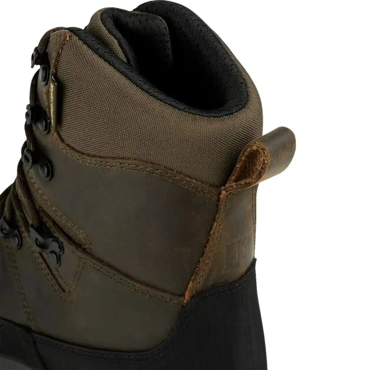 Close-up of upper section of Jack Pyke Waterproof Field Boots showing durable fabric collar and leather construction for comfort and support. from John Bull Clothing