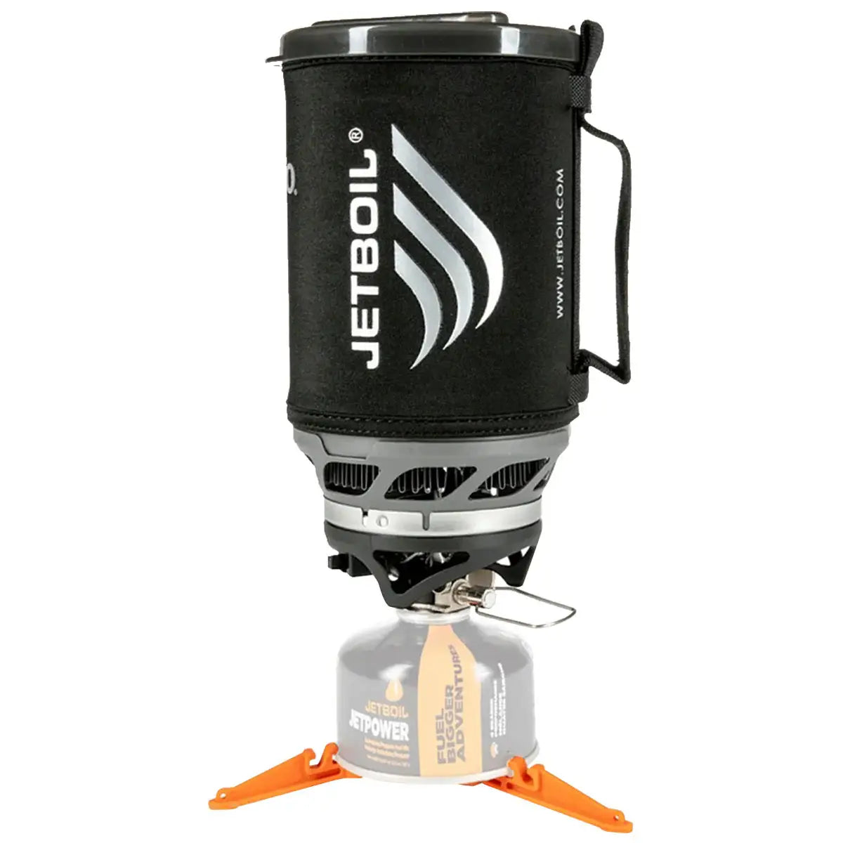 Jetboil Sumo Carbon 1.8L Cooking System with FluxRing cup and stabilizer, ideal for group camping meals. Available at John Bull Clothing.