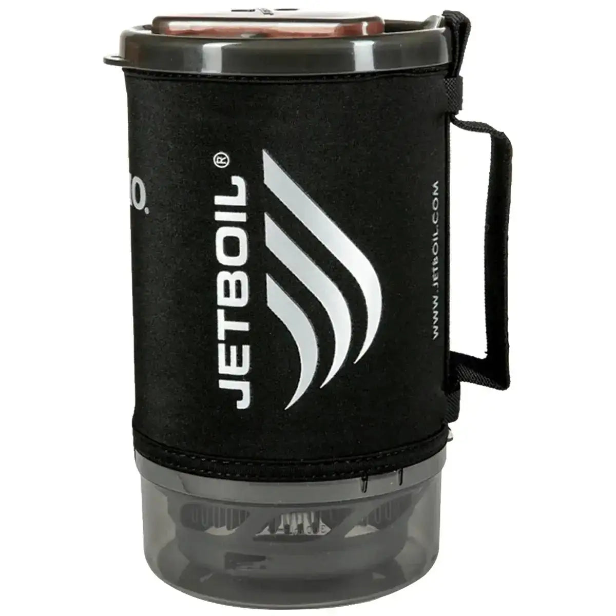 Jetboil Sumo Carbon 1.8L Cooking System packed for transport with lid and bottom cover. Lightweight and portable for camping adventures. from John Bull Clothing