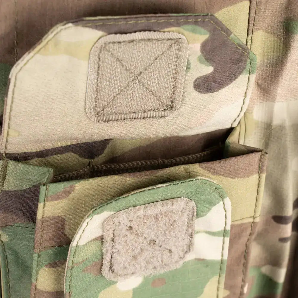 Close-up of Keela Mk6.0 Waterproof Smock Jacket Multicam of interior with Velcro patch from John Bull Clothing