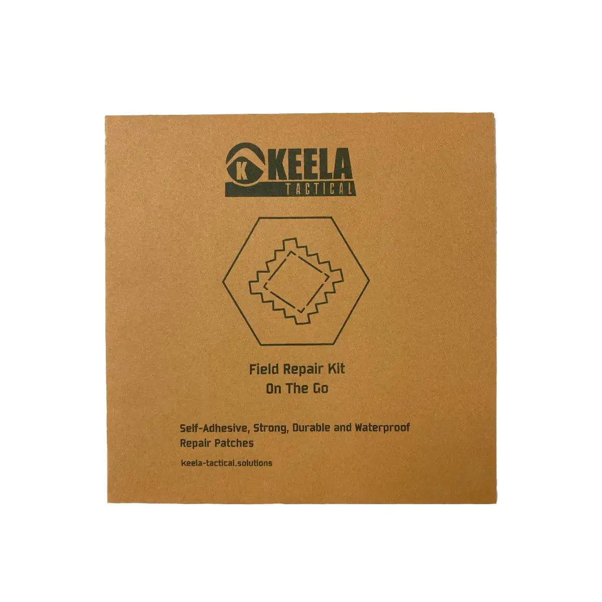 Keela Tactical Field Repair Kit packaging featuring a compact design for on-the-go emergency repairs. Includes durable, waterproof repair patches. from John Bull Clothing